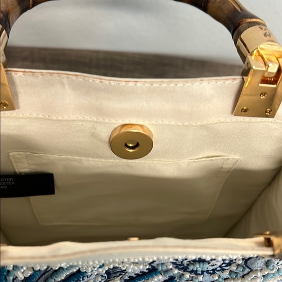 Made In India | Botanical Beaded Mini Tote w/ Bamboo Handles - Picture 10 of 14